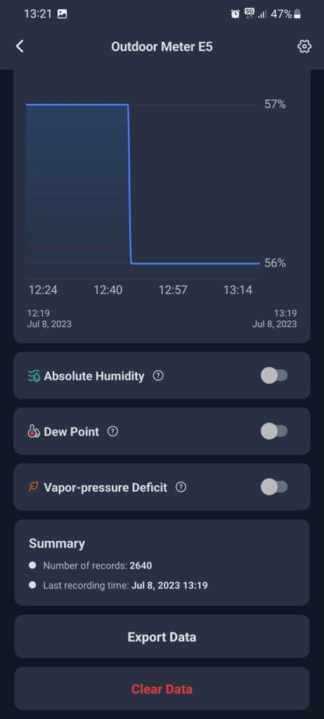 SwitchBot Outdoor Meter Thermo-Hygrometer App Readings 2