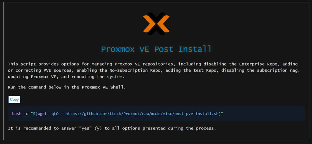 Proxmox Post Install CleanUp Script