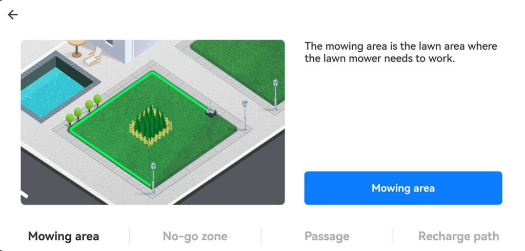 HOOKII Neomow X Robotic Lawn Mower Review by SmartHomeScene: Initial Mapping Menu